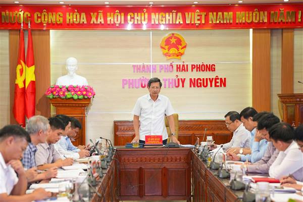 Phó Chủ tịch Thường trực UBND thành phố Lê Anh Quân kiểm tra tiến độ các dự án trọng điểm tại phường Thủy Nguyên và Nam Triệu