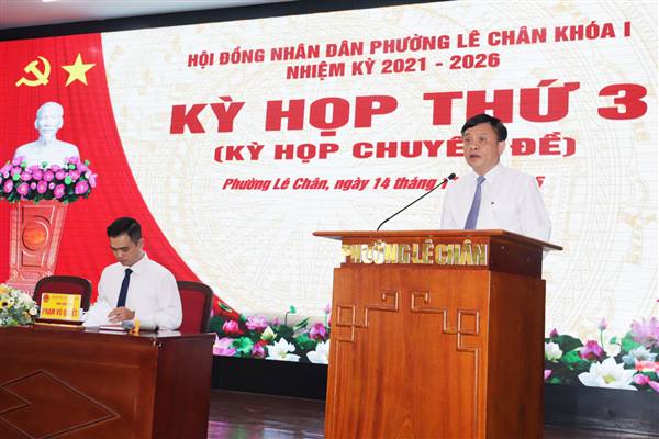 Kỳ họp thứ 3 (kỳ họp chuyên đề) HĐND phường Lê Chân khóa I, nhiệm kỳ 2021 - 2026