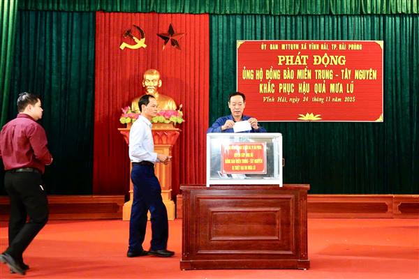 Xã Vĩnh Hải phát động ủng hộ đồng bào miền Trung – Tây Nguyên bị thiệt hại do thiên tai, bão lũ