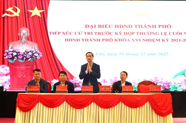 Đồng chí Phó Bí thư Thường trực Thành ủy Đỗ Mạnh Hiến tiếp xúc cử tri tại xã An Lão