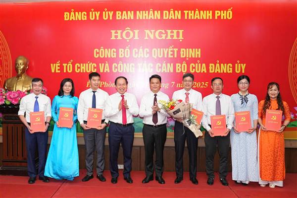 Công bố các Quyết định về tổ chức bộ máy, cán bộ của Đảng ủy UBND thành phố 