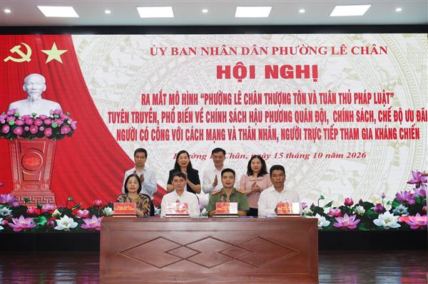 Phường Lê Chân ra mắt mô hình “Phường Lê Chân thượng tôn và tuân thủ pháp luật” giai đoạn 2026 -2030 và những năm tiếp theo