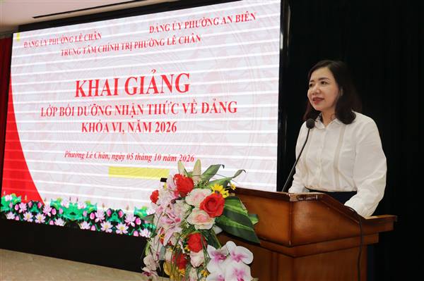 Trung tâm Chính trị Phường Lê Chân khai giảng Lớp bồi dưỡng nhận thức về Đảng khóa VI năm 2026