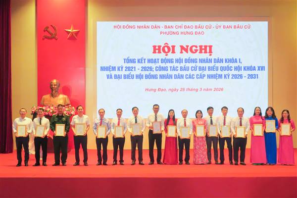 Phường Hưng Đạo biểu dương nhiều tập thể, cá nhân có thành tích xuất sắc trong công tác bầu cử đại biểu Quốc hội khóa XVI và đại biểu HĐND các cấp nhiệm kỳ 2026 - 2031