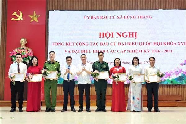 Xã Hùng Thắng tổng kết công tác bầu cử đại biểu Quốc hội khóa XVI và đại biểu HĐND các cấp, nhiệm kỳ 2026 - 2031