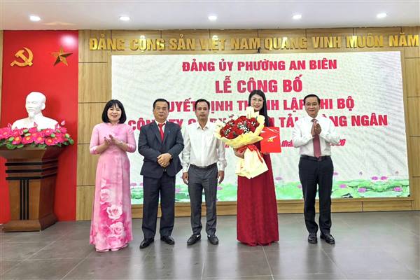 Đảng ủy phường An Biên công bố Quyết định thành lập Chi bộ Công ty Cổ phần vận tải Hoàng Ngân