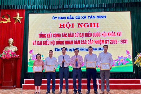 Xã Tân Minh tổng kết công tác bầu cử đại biểu Quốc hội khóa XVI và đại biểu HĐND các cấp