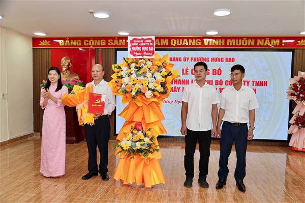 Đảng ủy phường Hưng Đạo công bố Quyết định thành lập Chi bộ Công ty TNHH Đầu tư Xây lắp và Dịch vụ Gia Minh