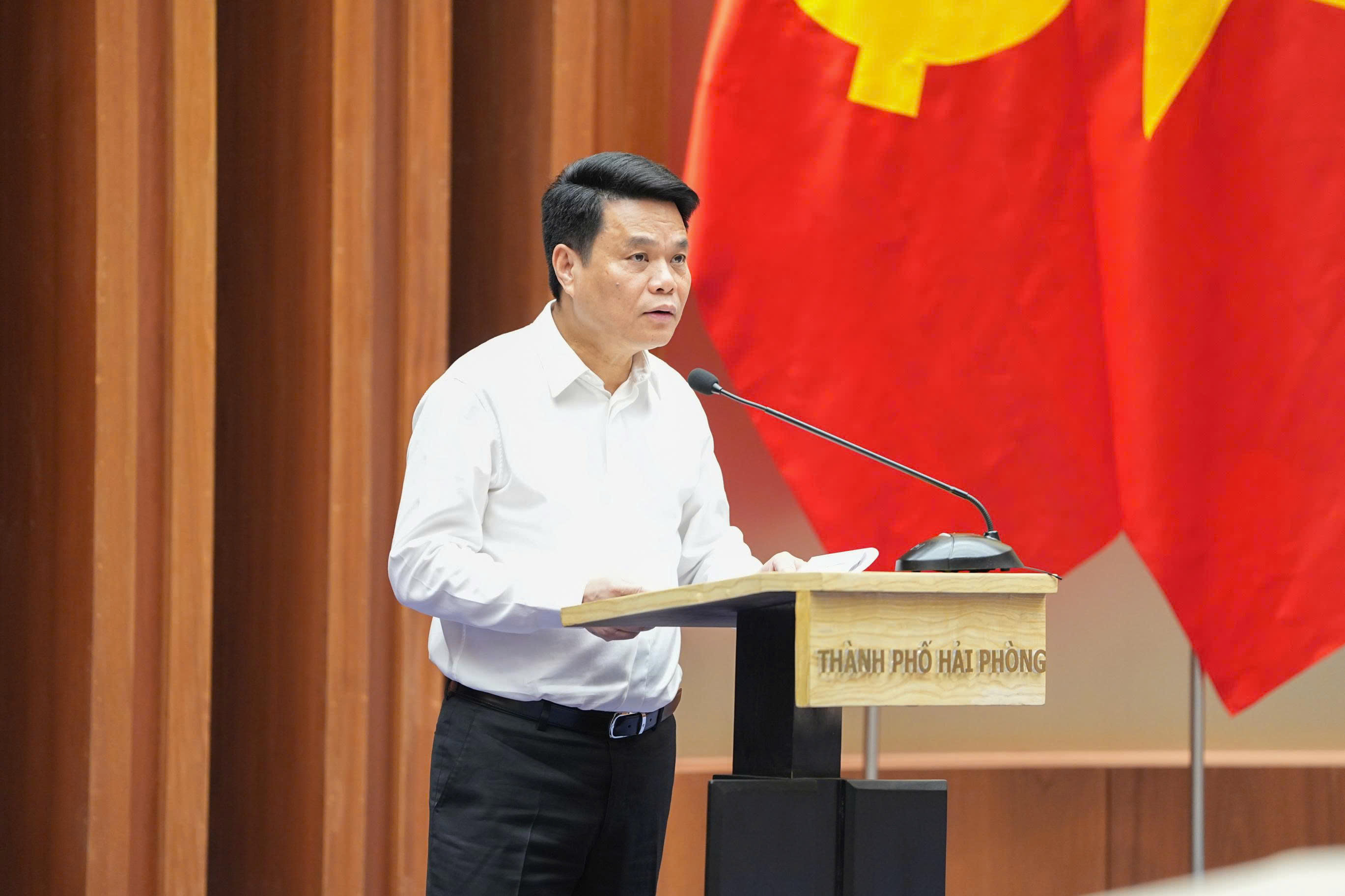 Chủ tịch UBND thành phố phát biểu