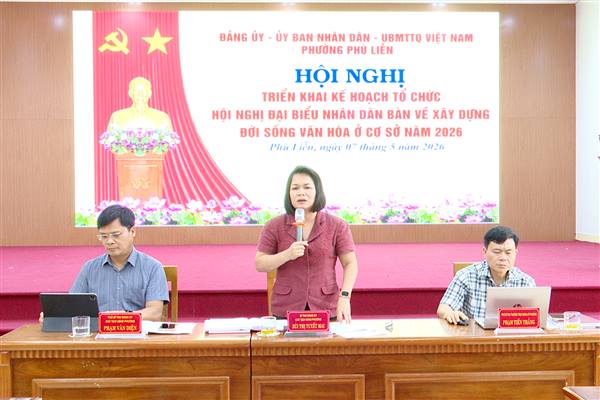 Phường Phù Liễn triển khai Kế hoạch tổ chức Hội nghị đại biểu Nhân dân bàn về xây dựng đời sống văn hóa ở cơ sở năm 2026