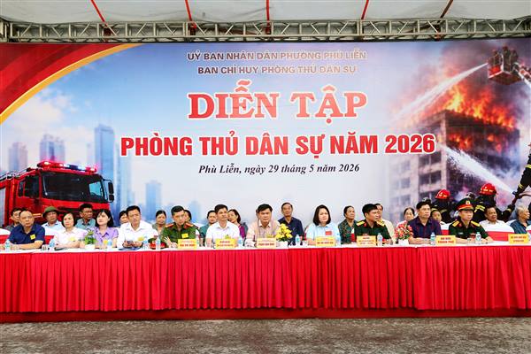 Phường Phù Liễn diễn tập phòng thủ dân sự phòng chống cháy nổ, cứu nạn cứu hộ tại chợ Gò Công