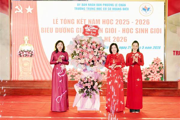 Trường THCS Hoàng Diệu (phường Lê Chân) biểu dương, khen thưởng giáo viên, học sinh giỏi năm học 2025 - 2026