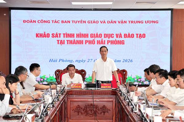 Đoàn công tác Trung ương làm việc với Thành ủy Hải Phòng về đột phá phát triển giáo dục, đào tạo và dạy nghề