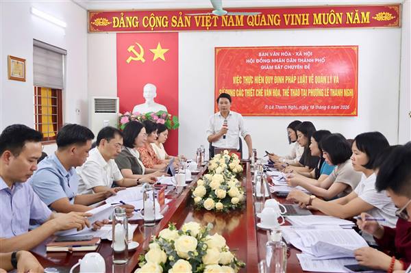 Ban Văn hóa - Xã hội, HĐND thành phố giám sát chuyên đề về quản lý và sử dụng các thiết chế văn hóa, thể thao trên địa bàn