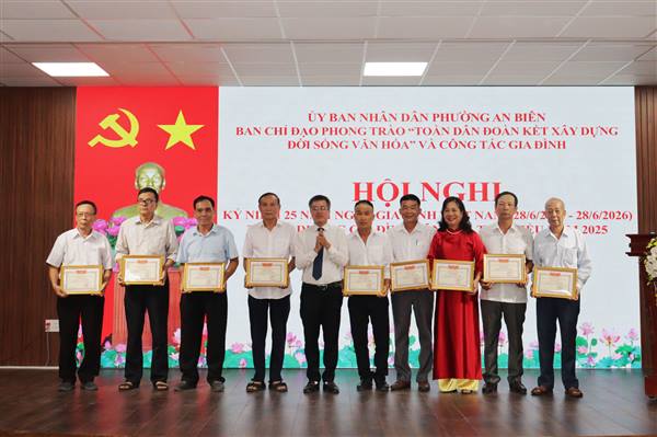 Phường An Biên kỷ niệm 25 năm Ngày Gia đình Việt Nam (28/6/2001 - 28/6/2026) và tuyên dương Gia đình văn hóa tiêu biểu năm 2025