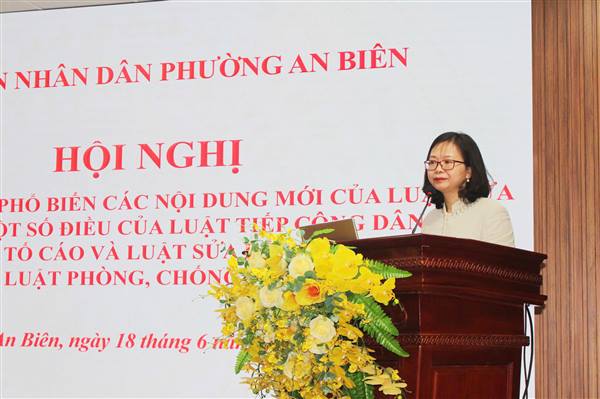 Phường An Biên tuyên truyền, phổ biến các Luật sửa đổi, bổ sung về Tiếp công dân, Khiếu nại, Tố cáo và Phòng, chống tham nhũng