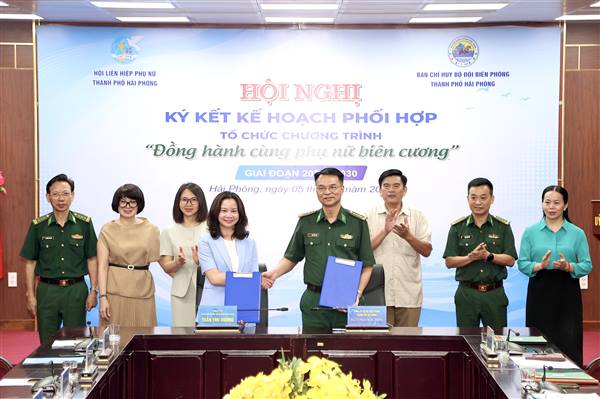 Hội Liên hiệp Phụ nữ thành phố và Bộ đội Biên phòng Hải Phòng ký kết Kế hoạch phối hợp thực hiện Chương trình “Đồng hành cùng phụ nữ biên cương” giai đoạn 2026 - 2030