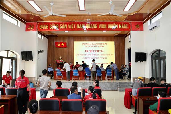 Xã Quyết Thắng chi trả trên 163 tỷ đồng bồi thường giải phóng mặt bằng Dự án Cụm công nghiệp Tiên Cường III (đợt 1)