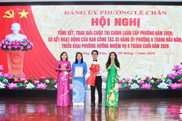 Phường Lê Chân tổng kết, trao giải Cuộc thi chính luận về bảo vệ nền tảng tư tưởng của Đảng, đấu tranh phản bác các quan điểm sai trái thù địch năm 2026