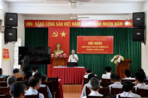 Đảng ủy Phường Lê Ích Mộc tổ chức sinh hoạt chi bộ điểm tháng 8 năm 2026 tại Chi bộ Tổ dân phố Mỹ Đồng 3