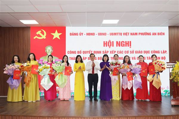 Phường An Biên công bố Quyết định thành lập trường học, tổ chức đảng và công tác cán bộ các trường sau sắp xếp, sáp nhập