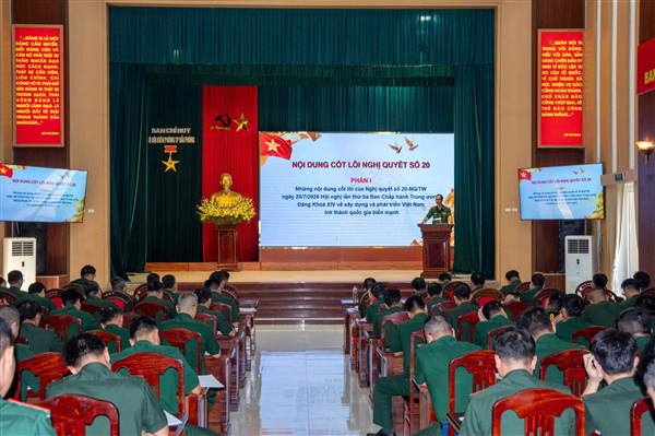 Bộ đội Biên phòng thành phố quán triệt, học tập, triển khai thực hiện Nghị quyết Hội nghị Trung ương 3 khóa XIV 