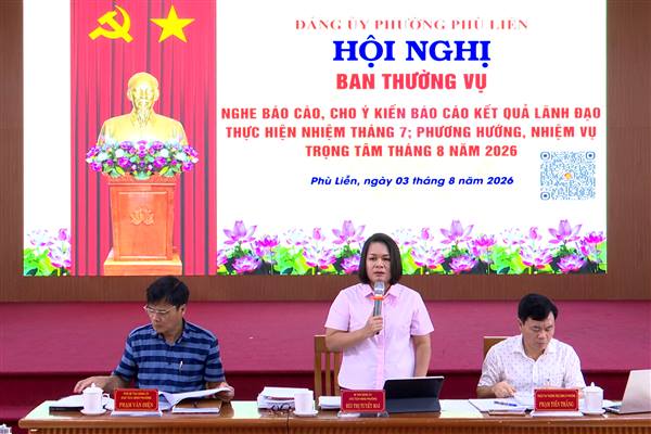 Đảng ủy phường Phù Liễn tập trung thực hiện hiệu quả các nhiệm vụ trọng tâm tháng 8/2026