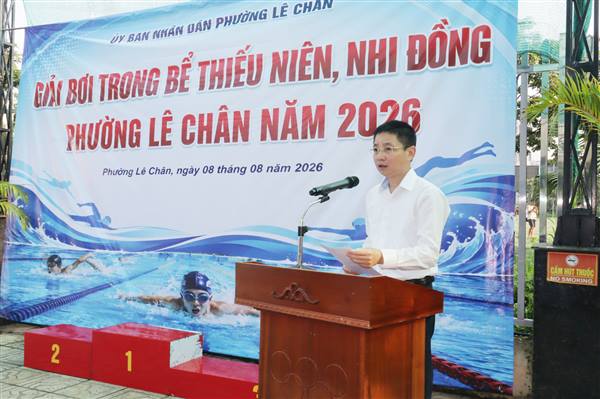 Gần 150 vận động viên tham giải bơi thiếu niên, nhi đồng Phường Lê Chân năm 2026 