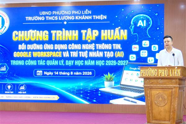 Hơn 200 giáo viên các trường trên địa bàn phường Phù Liễn tham gia tập huấn ứng dụng công nghệ thông tin, Google Workspace và trí tuệ nhân tạo (AI)
