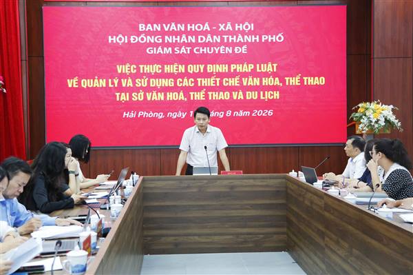 Giám sát việc thực hiện quy định pháp luật về quản lý và sử dụng các thiết chế văn hóa, thể thao tại Sở Văn hóa, Thể thao và Du lịch