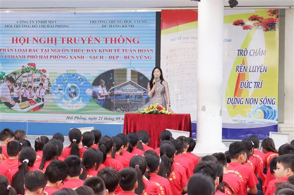 Trường THCS Dư Hàng Kênh (Phường Lê Chân) truyền thông phân loại rác thải và bảo vệ môi trường cho các em học sinh