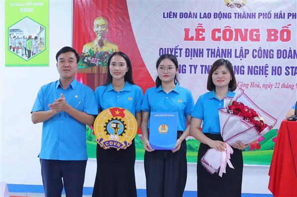Thành lập Công đoàn cơ sở Công ty TNHH Công nghệ Ho Star VN với 100% người lao động gia nhập