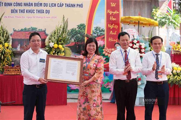 
Khuc Thua du temple recognized as a city tourist attraction