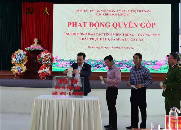 Đặc khu Bạch Long Vĩ phát động quyên góp ủng hộ đồng bào miền Trung – Tây Nguyên khắc phục hậu quả mưa lũ