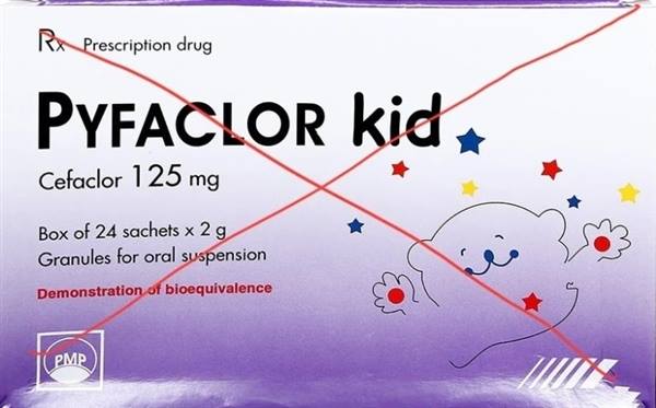 Thu hồi lô cốm pha hỗn dịch uống Pyfaclor Kid do vi phạm mức độ 2