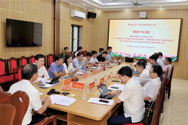 Xã Đường An tổ chức hội nghị làm việc với đoàn công tác Thành Ủy Hải Phòng: đánh giá kết quả 9 tháng; triển khai phương hướng, nhiệm vụ những tháng cuối năm 2026
