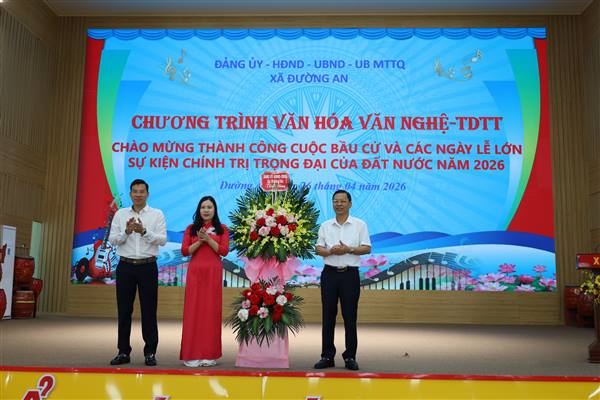 Xã Đường An tổ chức chương trình văn hóa, văn nghệ, thể dục thể thao chào mừng thành công cuộc Bầu cử Quốc hội khóa XVI và HĐND các cấp, chào mừng các ngày Lễ lớn, sự kiện chính trị trọng đại năm 2026