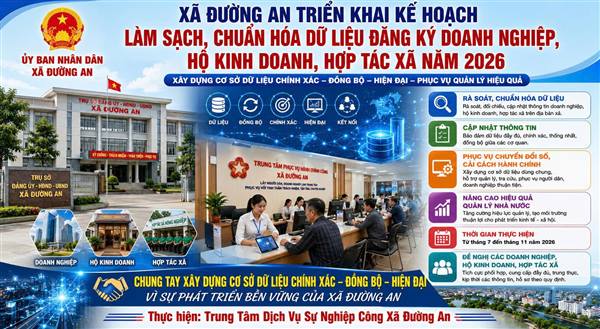 Xã Đường An triển khai Kế hoạch làm sạch, chuẩn hóa dữ liệu đăng ký doanh nghiệp, hộ kinh doanh, hợp tác xã năm 2026