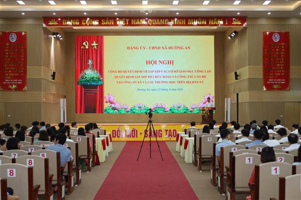 ĐẢNG ỦY XÃ ĐƯỜNG AN CÔNG BỐ CÁC QUYẾT ĐỊNH SẮP XẾP TRƯỜNG HỌC VÀ TỔ CHỨC ĐẢNG TRỰC THUỘC