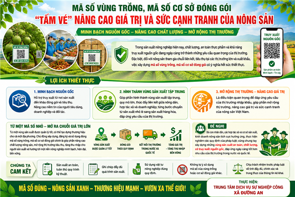 Mã số vùng trồng, mã số cơ sở đóng gói – “Tấm vé” nâng cao giá trị và sức cạnh tranh của nông sản