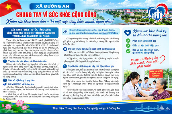 Đẩy mạnh tuyên truyền, tăng cường công tác khám sức khoẻ toàn dân năm 2026 trên địa bàn xã Đường An