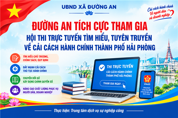 Xã Đường An tích cực tham gia hội thi trực tuyến tìm hiểu, tuyên truyền về cải cách hành chính thành phố Hải Phòng