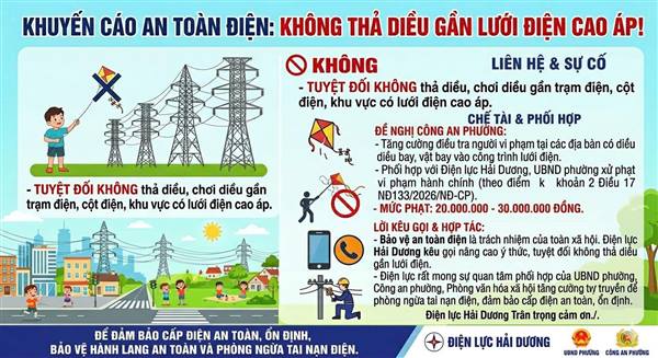 Người dân cần lưu ý, không thả diều gần lưới điện cao áp
