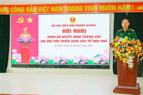 HỘI CỰU CHIẾN BINH PHƯỜNG AN BIÊN CÔNG BỐ QUYẾT ĐỊNH THÀNH LẬP 37 CHI HỘI CỰU CHIẾN BINH TẠI CÁC TỔ DÂN PHỐ