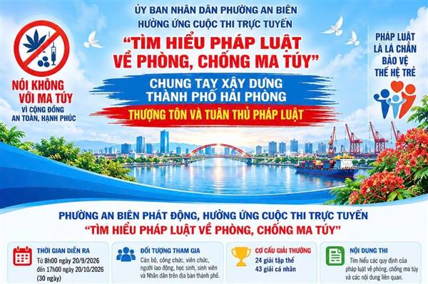 PHƯỜNG AN BIÊN HƯỞNG ỨNG CUỘC THI TRỰC TUYẾN “TÌM HIỂU PHÁP LUẬT VỀ PHÒNG, CHỐNG MA TÚY”