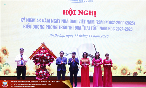 Phường An Dương long trọng kỷ niệm 43 năm Ngày Nhà giáo Việt Nam và biểu dương phong trào thi đua “Hai tốt”
