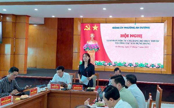 Đảng ủy phường An Dương tổ chức hội nghị giao ban với các chi, đảng bộ trực thuộc về công tác xây dựng Đảng