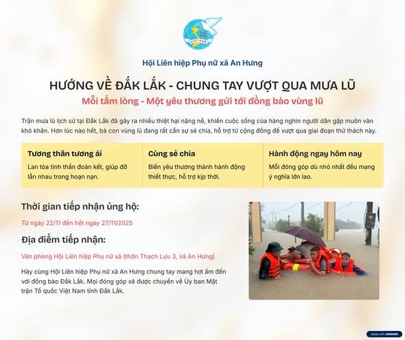 HỘI LIÊN HIỆP PHỤ NỮ XÃ AN HƯNG HƯỚNG VỀ ĐẮK LẮK