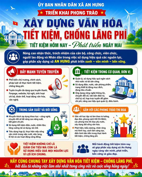 XÃ AN HƯNG TRIỂN KHAI PHONG TRÀO XÂY DỰNG VĂN HÓA TIẾT KIỆM, CHỐNG LÃNG PHÍ