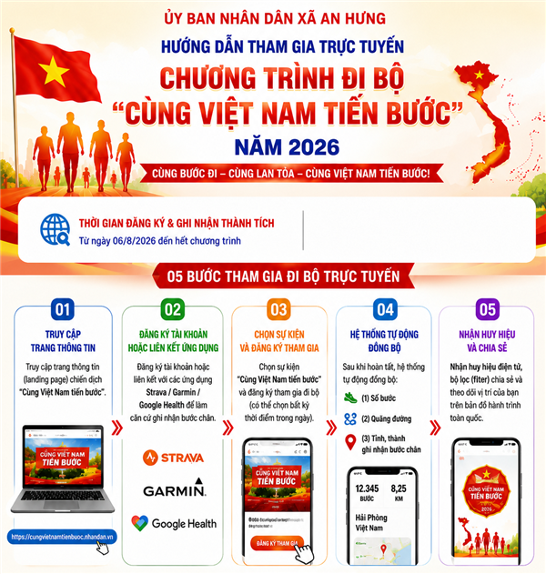 XÃ AN HƯNG HƯỞNG ỨNG CHƯƠNG TRÌNH ĐI BỘ “CÙNG VIỆT NAM TIẾN BƯỚC” NĂM 2026